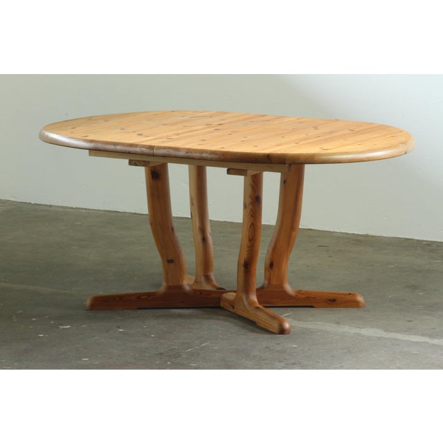 Vintage Round Extendable Pinewood Dinning Table from Dyrlund, 1980s For Sale - Image 8 of 18