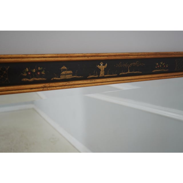 Chinoiserie Friedman Brothers Black & Gold Chinoiserie Rectangular Wall Mirror For Sale - Image 3 of 11