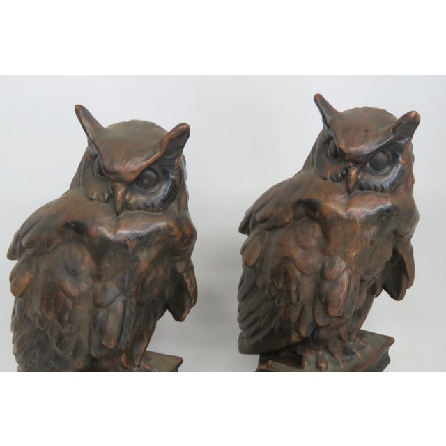 Mid 20th Century Owls Birds Standing on Books Sculpture Bookends a Pair 4679b For Sale - Image 5 of 15