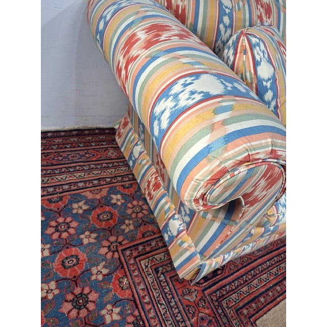 Camel A Vintage Camel Back Sofa by Baker Furniture in Southwest Print For Sale - Image 8 of 9