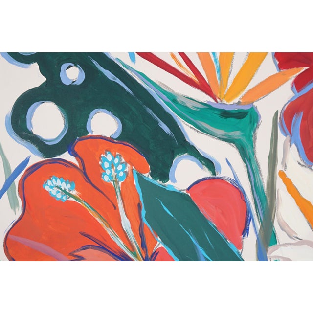 Red 2025, Lush Botanical, Illustration Style Diptych of Tropical Abundance, Acrylic Painting on Watercolor Paper by Romina Milano For Sale - Image 8 of 10