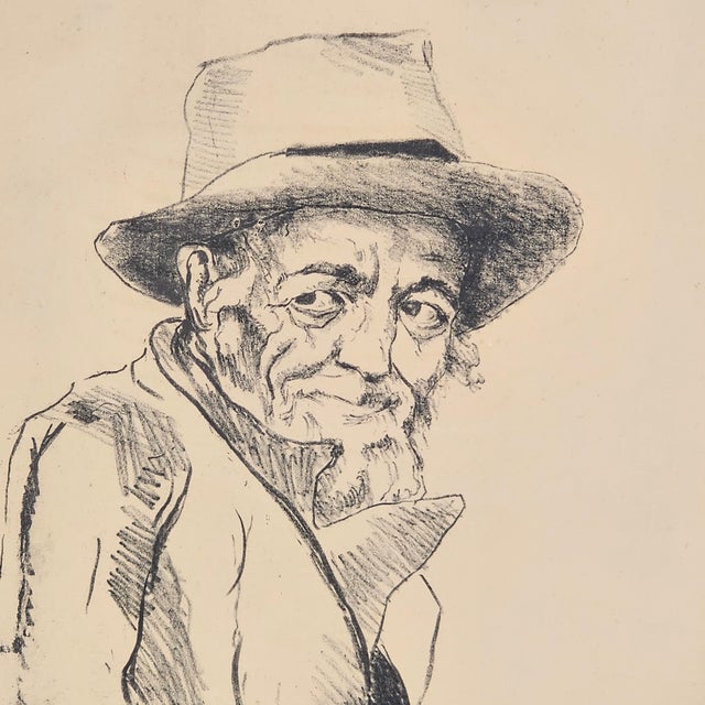 This vintage Jerahem Hashem print of a paper sketch presents a glimpse into the past, a creation by a Jewish artist...