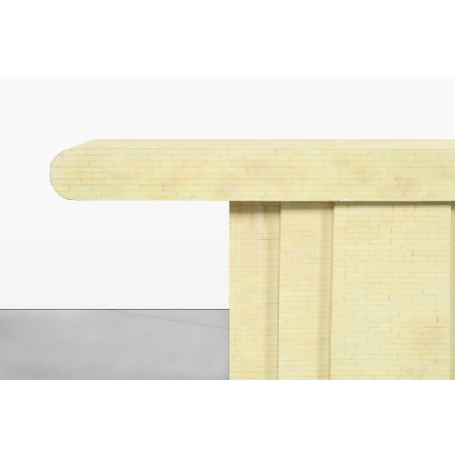Wood Vintage Tessellated Bone Console Table by Enrique Garcel for Jimeco Ltda For Sale - Image 7 of 14