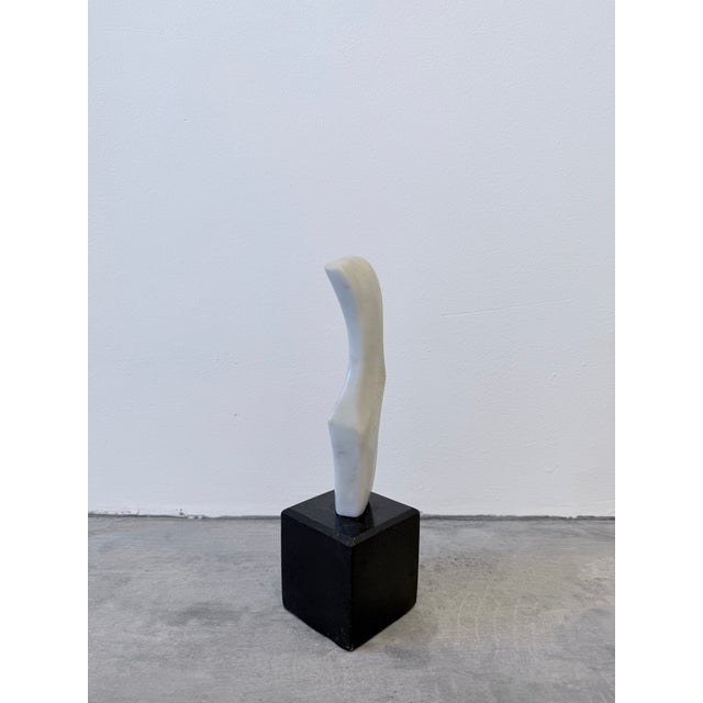 Fatima Fontes Abstract Carrara Marble Sculpture on Granite Base, Brazil 1990s For Sale - Image 12 of 13