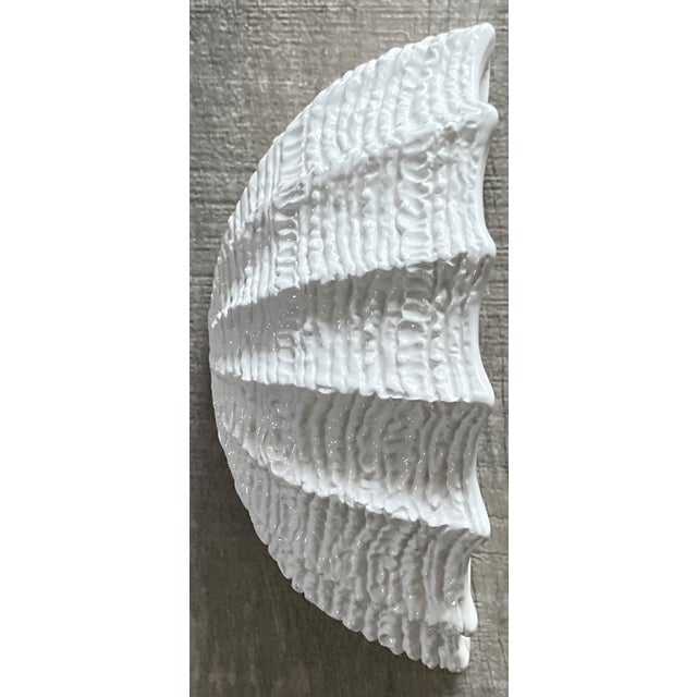 Circa 1980 Palm Beach Chic Terraglia Bianca (Creamware) Shell-Shaped Wall Pocket in the Manner of Mario Bellini For Sale - Image 12 of 18