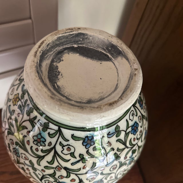 Vintage Kütahya Pottery Vase, Iznik Floral Design For Sale In Palm Springs - Image 6 of 11