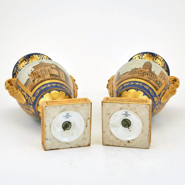 Late 19th Century French Porcelain Vases With Architectural Scenes For Sale - Image 5 of 11