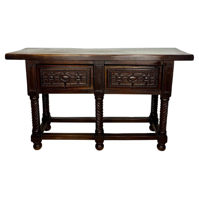 Late 19th Century Spanish Baroque Style Walnut Console Table with Twisted Legs For Sale - Image 12 of 18
