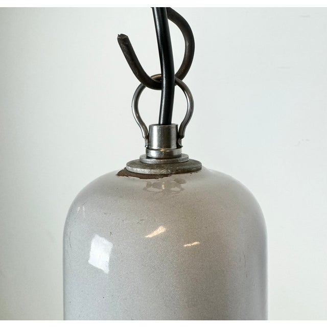 Gray Industrial Grey Enamel Factory Pendant Lamp, 1960s For Sale - Image 8 of 18