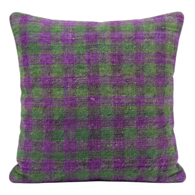 Turkish Wool Kilim Pillow Cover 16'' X 16'' For Sale