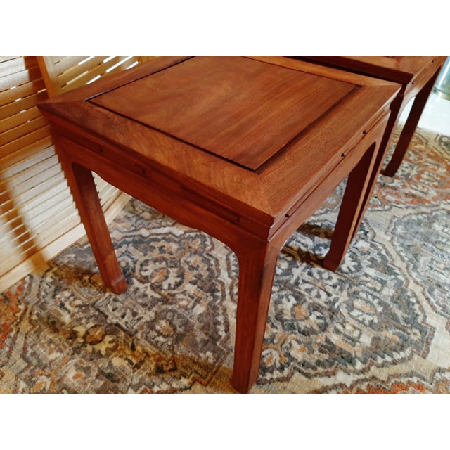 Vintage Square Chinese Ming Style End Tables - a Pair For Sale - Image 11 of 13