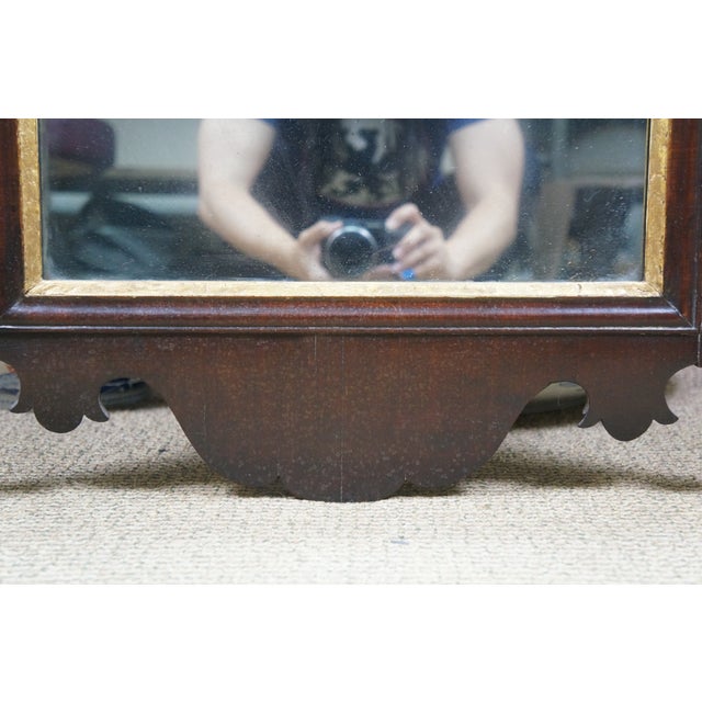 Brown Antique Mahogany Federal Chippendale Gilt Eagle Acanthus Wall Vanity Mirror For Sale - Image 8 of 17