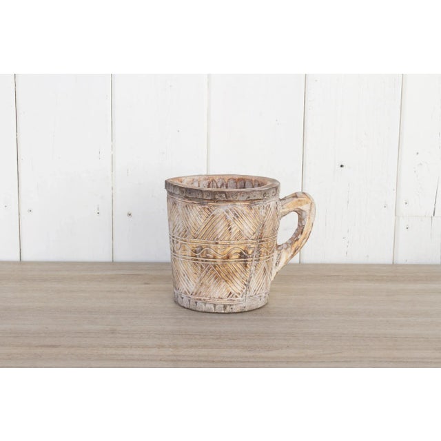 Farmhouse Rustic Carved Wooden Pot-Cawa For Sale - Image 3 of 9