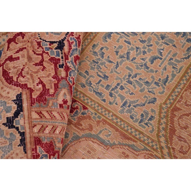 Blue Shabby Chic 1990's Vintage Blue/Pink Wool Rug - 9'10'' X 13'9'' For Sale - Image 8 of 10