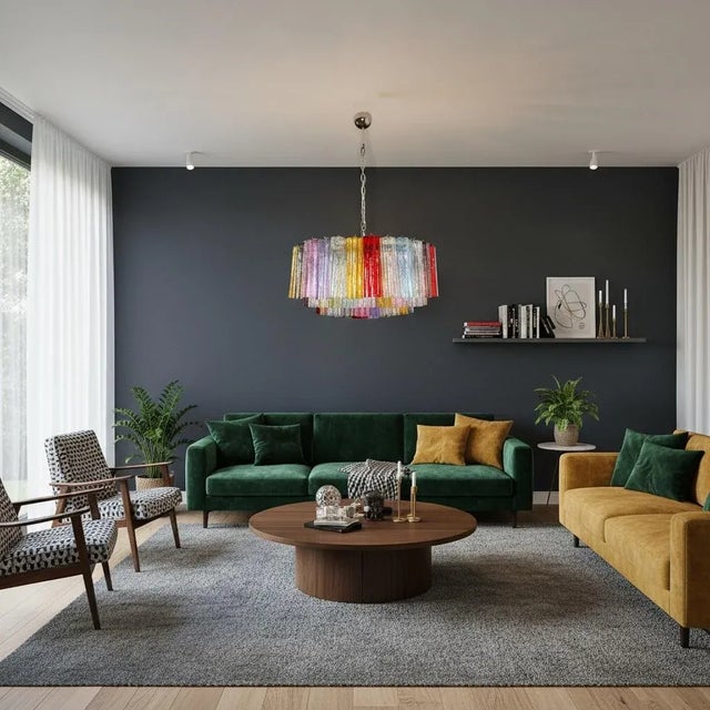 Mid-Century Modern Large Murano Glass Chandelier with 101 Multicolored Tube Glasses, 1990s For Sale - Image 3 of 16