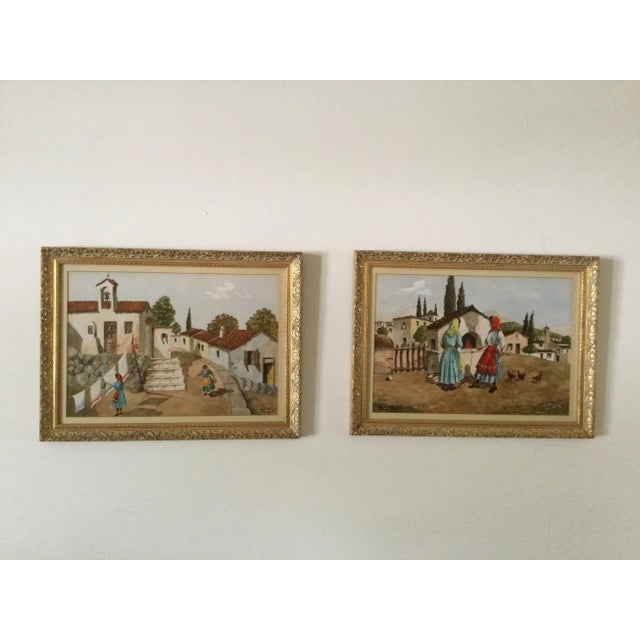 Gorgeus vintage Watercolor Framed Handpainted Meditterranean Provincetown Portrait a Pair captures that Provincetown woman...