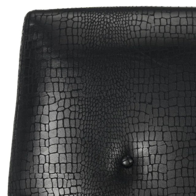 Black Retro Mid Faux Leather Accent Chair in Black For Sale - Image 8 of 9