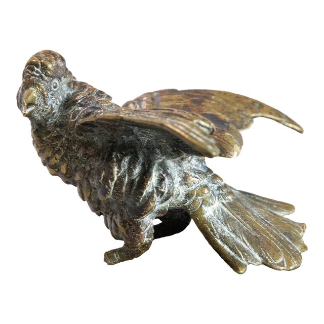 19th Century Antique French Bronze Sparrow Bird Paperweight Sculpture For Sale