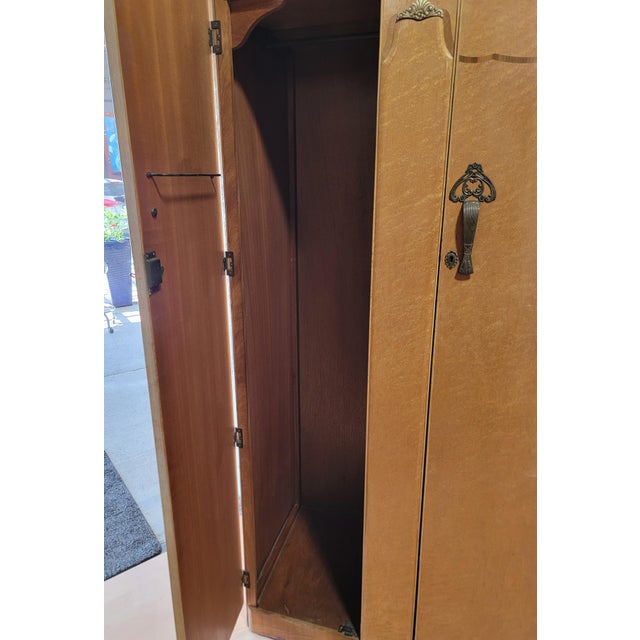 1950s Art Deco Style 2 Door Fitted Wardrobe / Armoire For Sale - Image 5 of 18