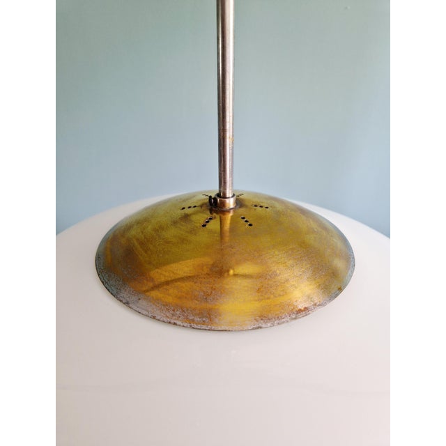 Bauhaus Pendant Light in White Opaline Glass, 1930s For Sale - Image 4 of 13