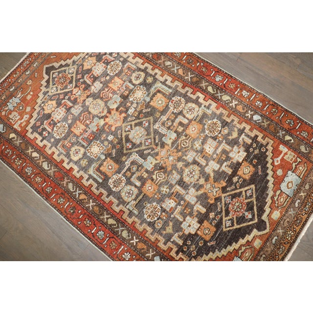 Persian Early 20th Century Malayer Brown Small Rug - 3' x 4'8" For Sale - Image 3 of 6