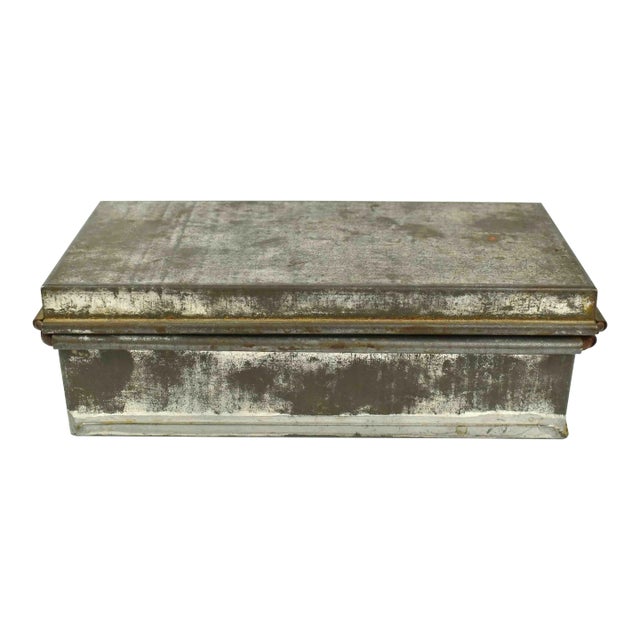 Mid 20th Century Handmade Galvanized Metal Box For Sale