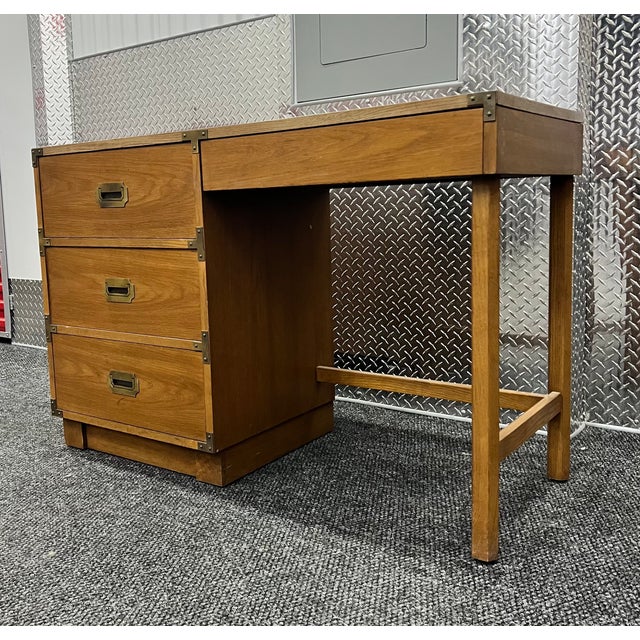Campaign 1960s Drexel Campaign Style Desk For Sale - Image 3 of 6