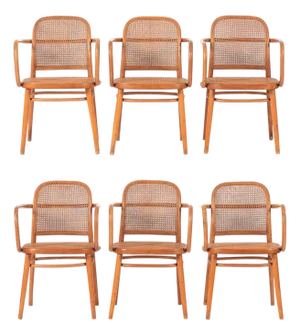 Vintage Bent Wood & Wicker Cafe Chairs by Josef Hoffman for Ligna