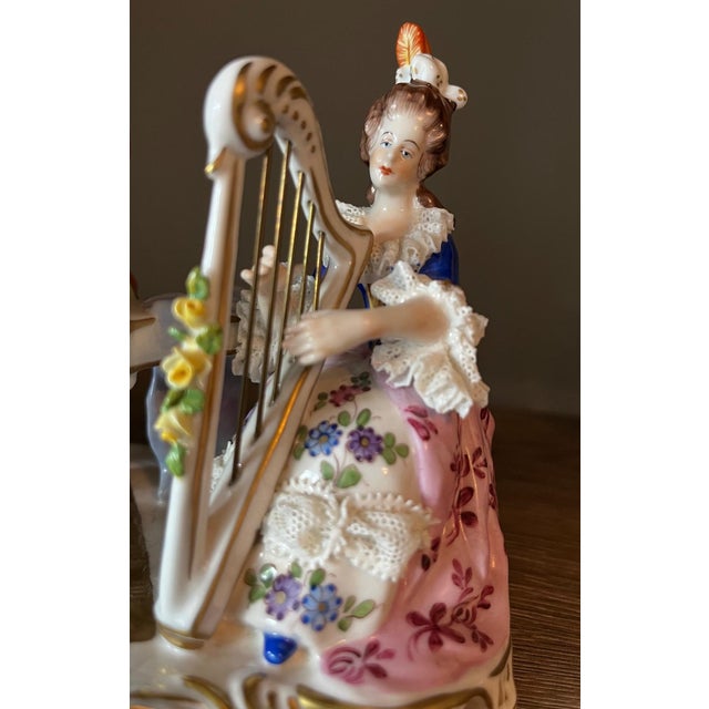 Vintage Muller Volkstedt Dresden Rocco-Baroque Style German Porcelain Musical Group For Sale - Image 4 of 8