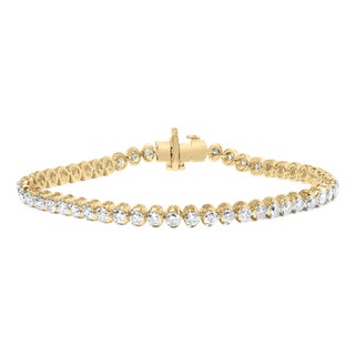 10K Yellow Gold 4.0 Cttw Lab Grown Diamond Tennis Bracelet For Sale