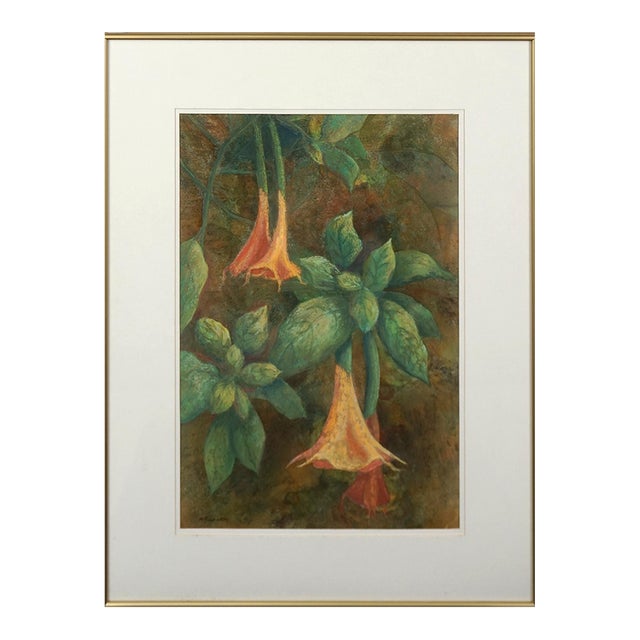 Angel Trumpets Floral by Miriam Prince Pinkerton For Sale