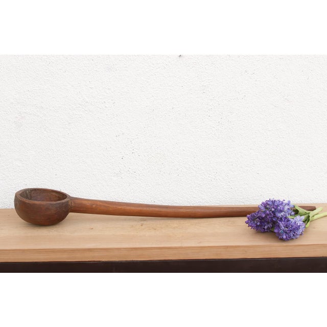 19th Century 39" Long Hand-Carved Wooden Ladle For Sale - Image 5 of 7
