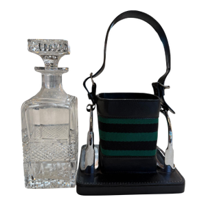 Gucci Inspired Leather & Crystal Desk Set, Italy, 1970s