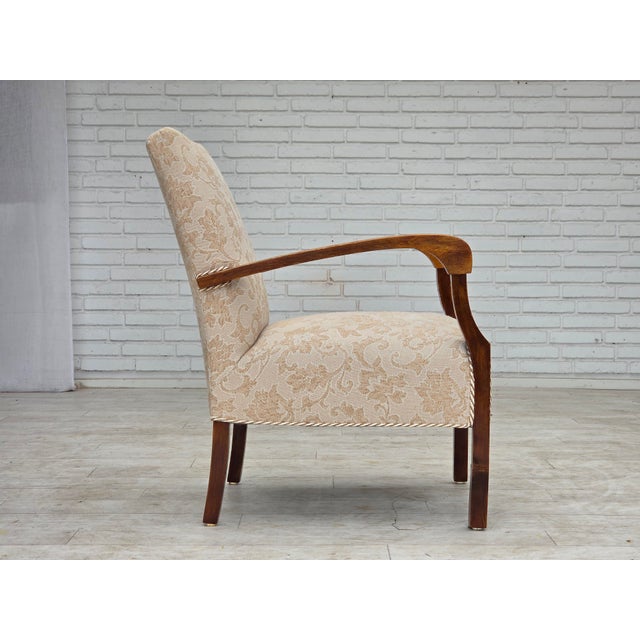 Danish Beech Armchair with Wool Upholstery, 1960s For Sale - Image 9 of 18