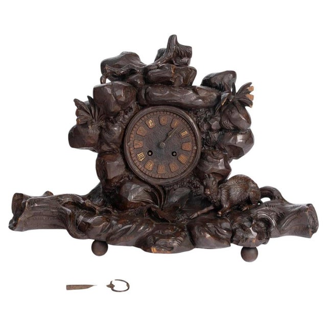 Carved Wooden Mantelclock, 19th Century For Sale - Image 11 of 11