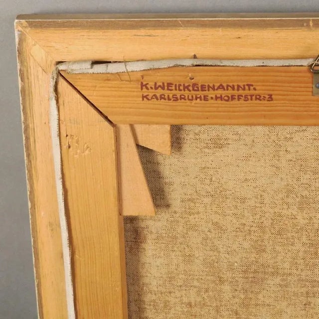Vintage Oil Painting by Karl Weickgenannt, 1950s, in Very Good conditions. Designed 1950 to 1959 This piece has an...