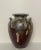 Contemporary Antique Abstract Asian Raku Ceramic Pottery Vase in Celadon, Camel, Chocolate Brown For Sale - Image 3 of 12