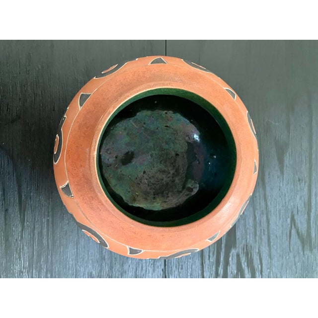 Vintage Leopoldo De Mexico Aztec Red Clay Pottery Pot or Vase For Sale In Palm Springs - Image 6 of 10