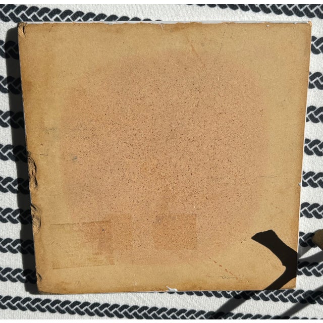 Vintage Blue and White Delftware Tile With Brass Faux Bamboo Easel Stand For Sale - Image 10 of 10