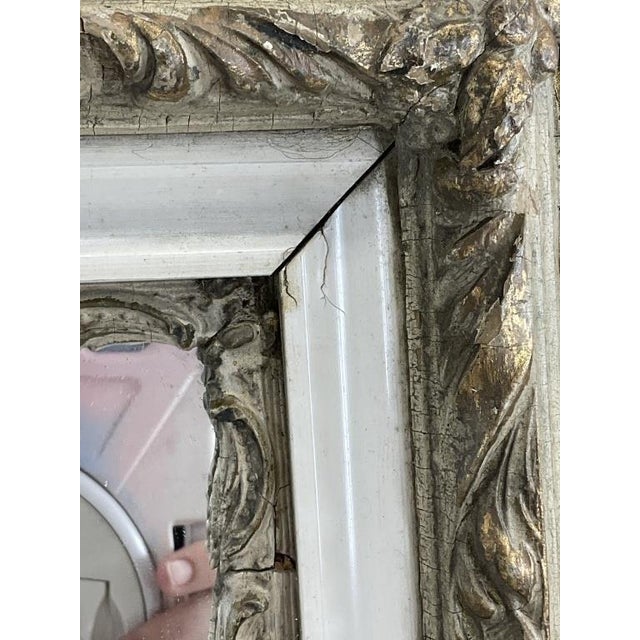 Rococo Antique Ornate Gilt Wood Mirror, 24x28 Reticulated Wall Mirror, Rococo Baroque Cream Gold Mirror, Vintage Carved Statement Mirror For Sale - Image 3 of 8