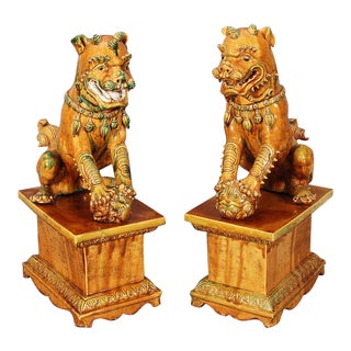Terra Cotta Foo Dogs - a Pair For Sale