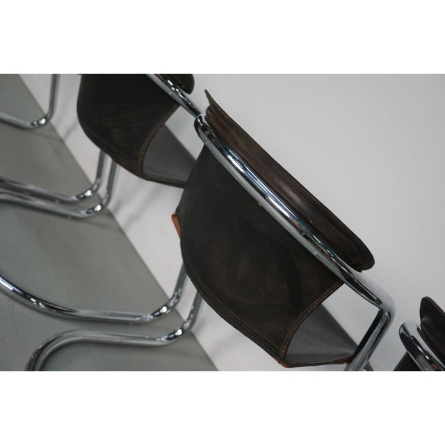 Brown Leather Dining Chairs, 1970s, Set of 4 For Sale - Image 6 of 17