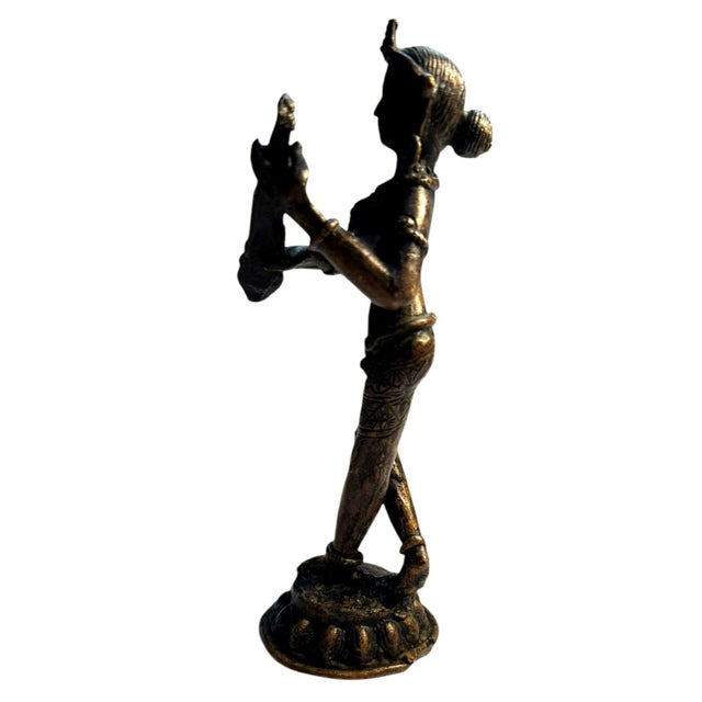 Late 20th Century Vintage Indian Brass Musician Figurines Set of 4 Dhokra Style Folk Art 5.25" For Sale - Image 5 of 14