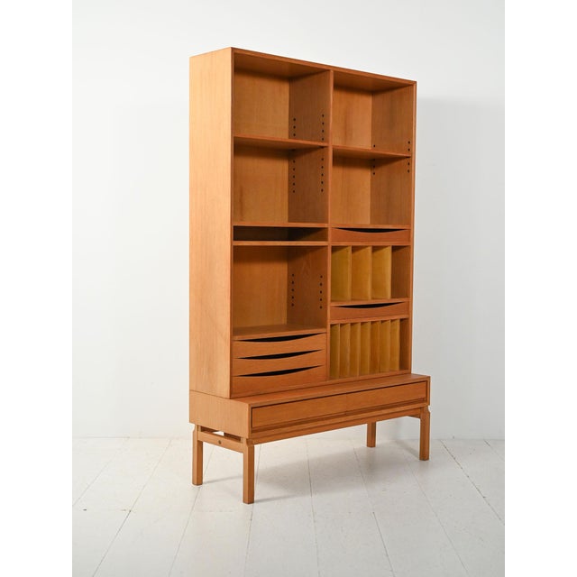Modular Oak Bookcase by Marian Grabinski, 1960s For Sale - Image 3 of 10