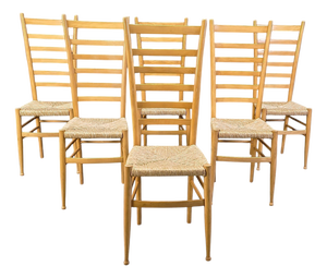 Italian Beechwood Ladder Back Chairs, 1970s, Set of 6