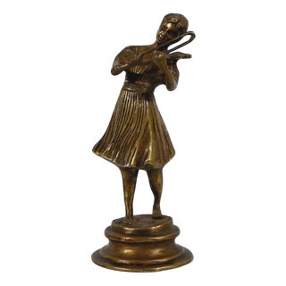 Bronze Violinist Sculpture, Late 19th Century For Sale