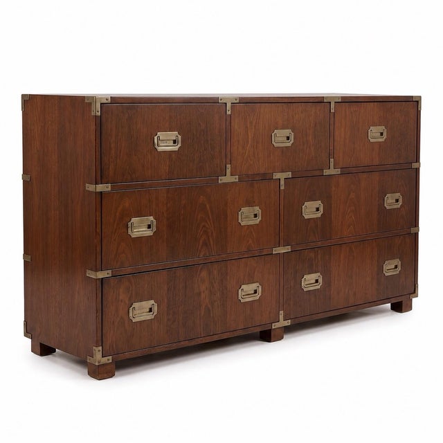 1970s Campaign Style Walnut and Brass Chest by Baker Furniture Company For Sale In Atlanta - Image 6 of 6