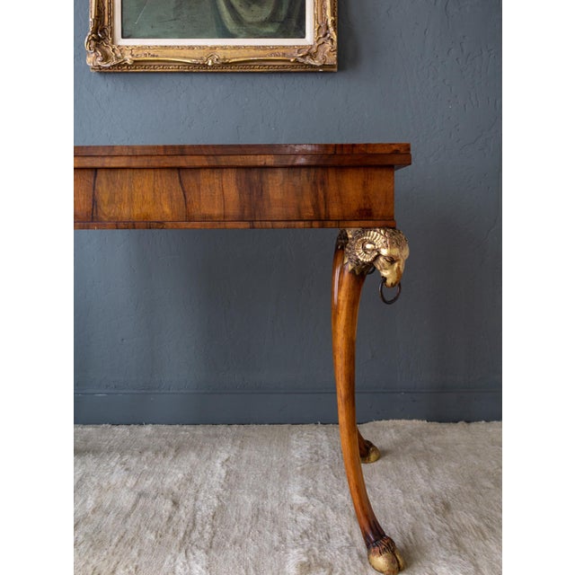 Giltwood Rams Head Hoofed Saber Leg Console Games Table For Sale - Image 12 of 18