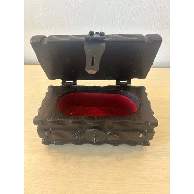 Vintage wood box medieval style wooden gothic Spain pirate treasure casket style ancient Castilian chest