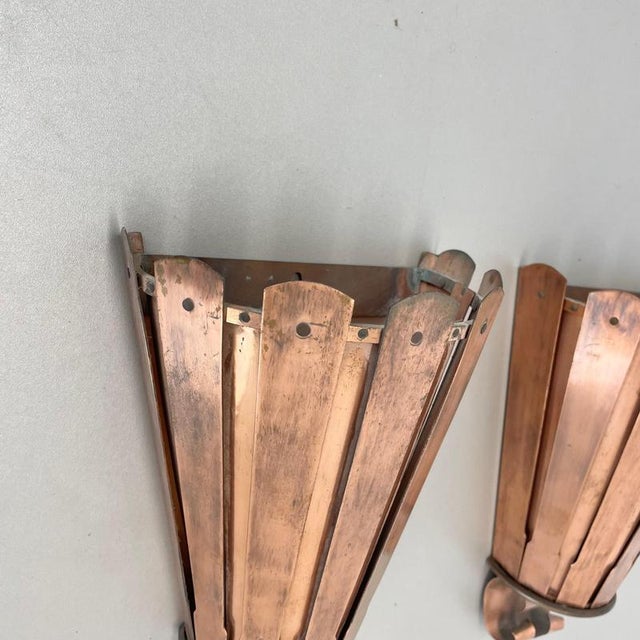 1950s Vintage Theatre Wall Lights in Copper in the style of Gio Ponti, Italy, 1950s, Set of 2 For Sale - Image 5 of 18